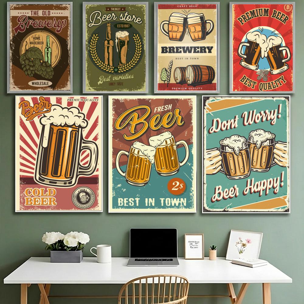 Wine Beer Europe - Beer Wine Retro Style Poster HD