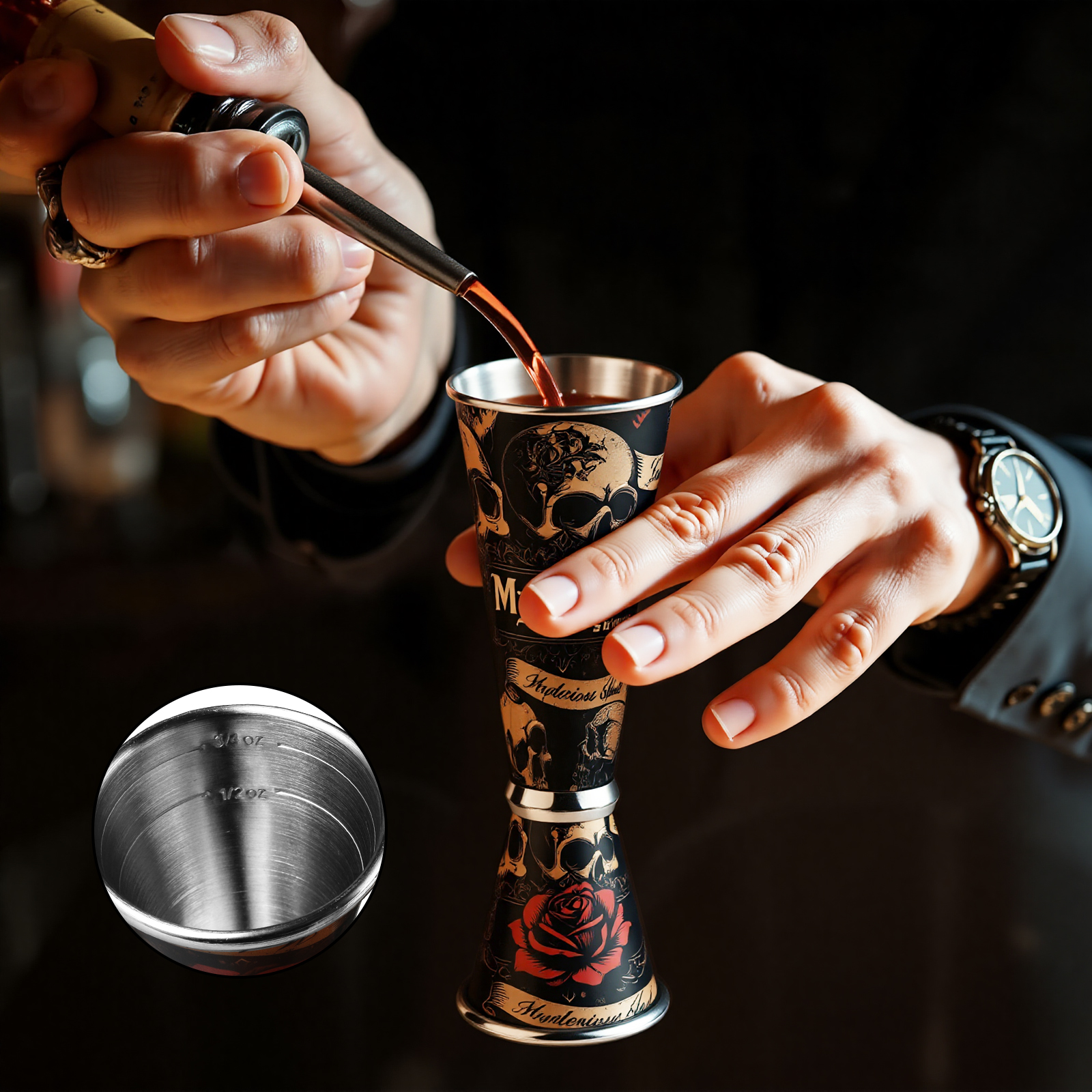 30/60ml Retro Skull Cocktail W - đánh giá và giá Spirit Measure Jigger