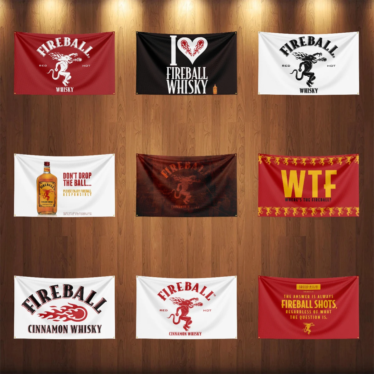 3×5ft whisky-f-fireballs Flag  - đánh giá và giá Wine Beer Rum