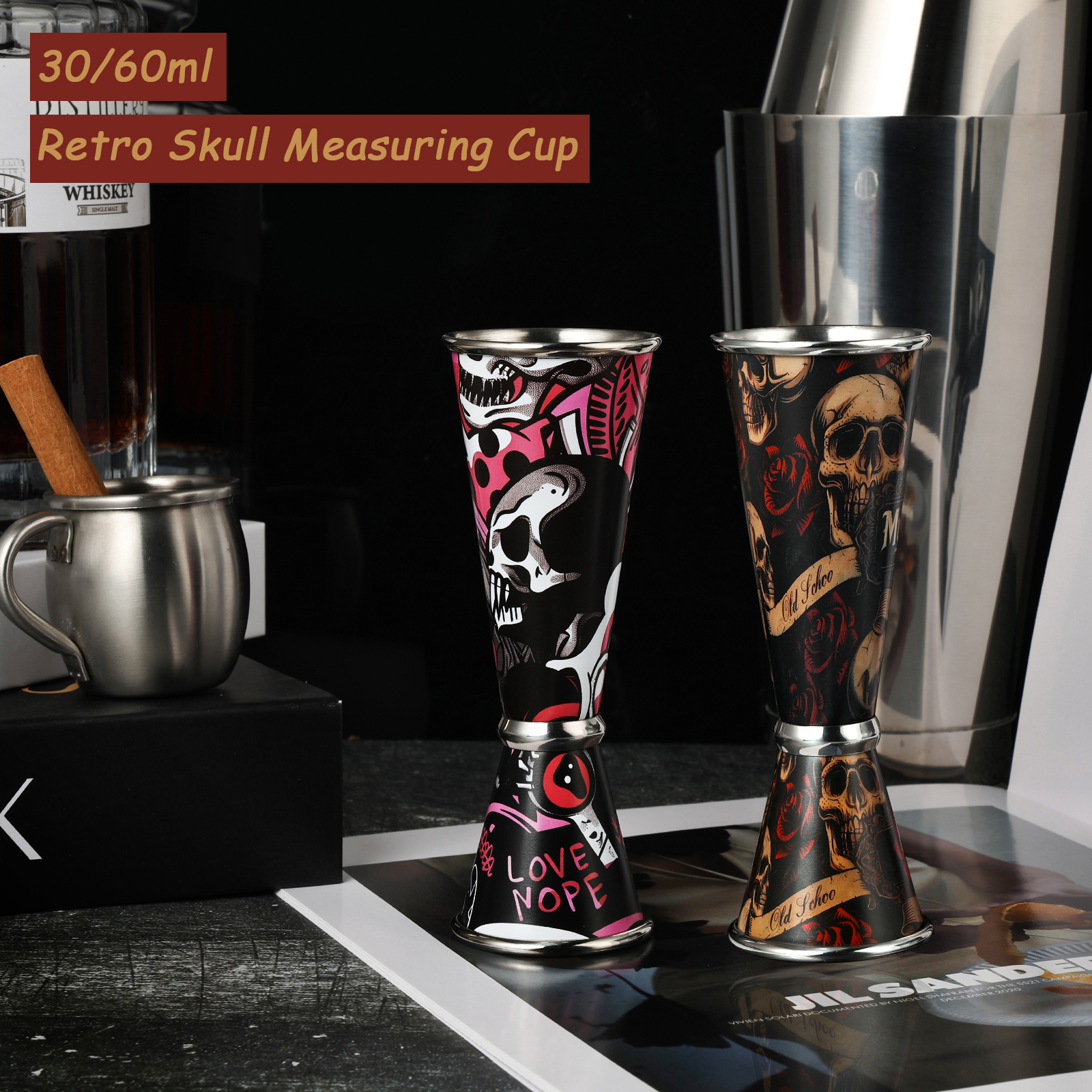30/60ml Retro Skull Cocktail W - đánh giá và giá Spirit Measure Jigger